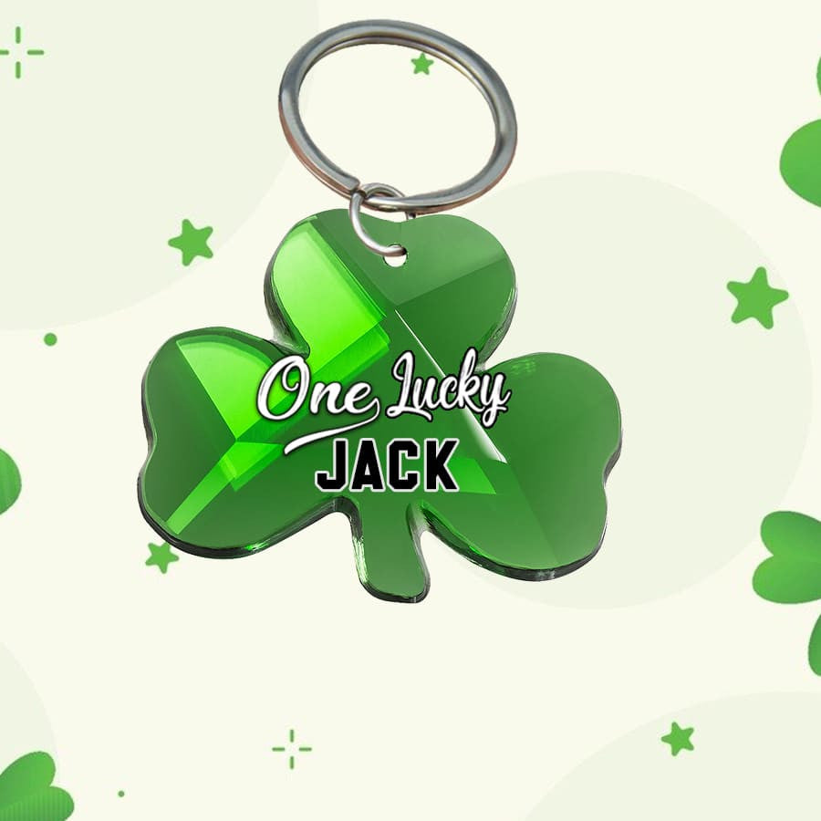 Personalized One Lucky St Patrick''s Day keychain/ Custom Name Acrylic Flat Keychain for Patricks Day