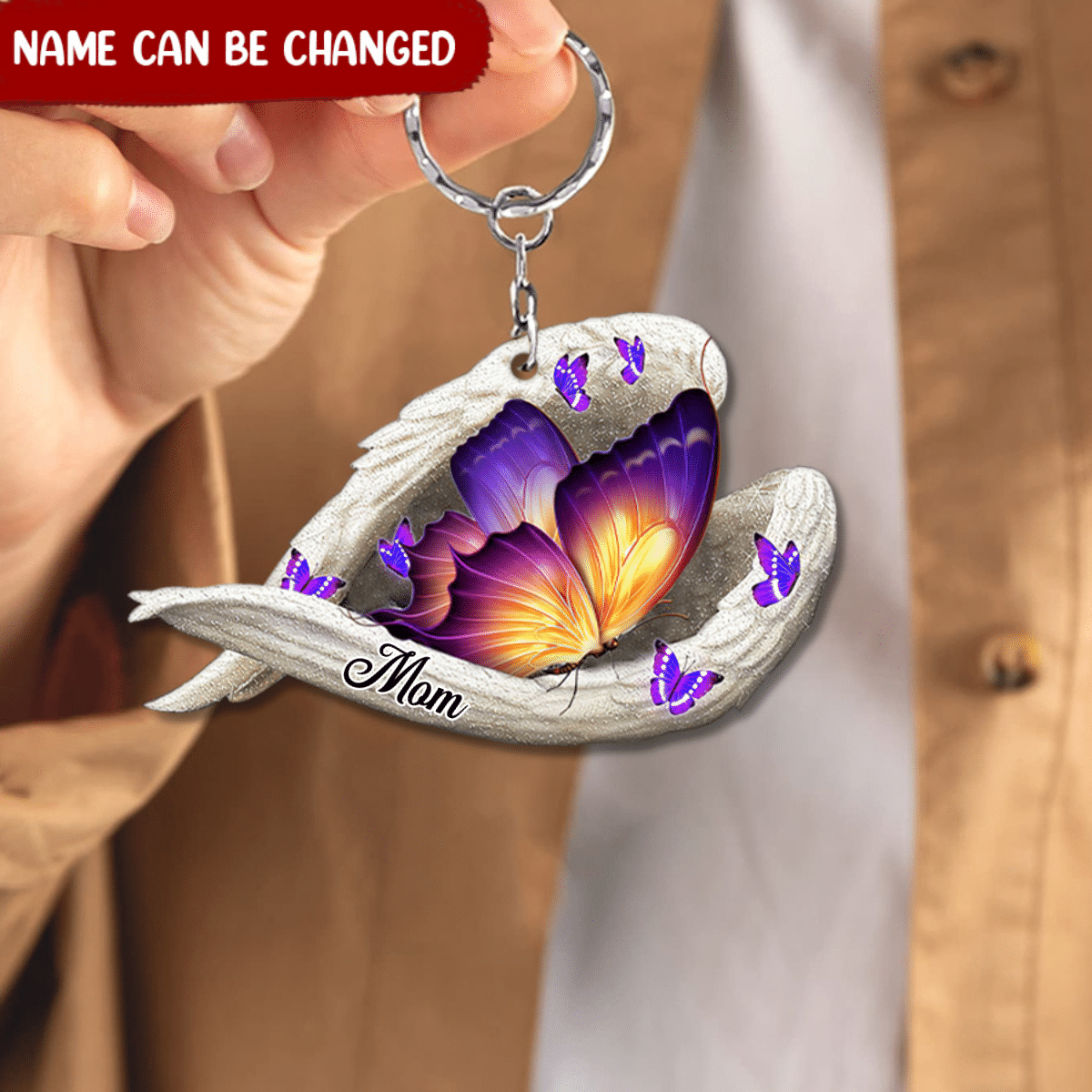 Personalized Butterfly Memorial Keychain/ Custom Name Acrylic Flat Keychain for someone in heaven