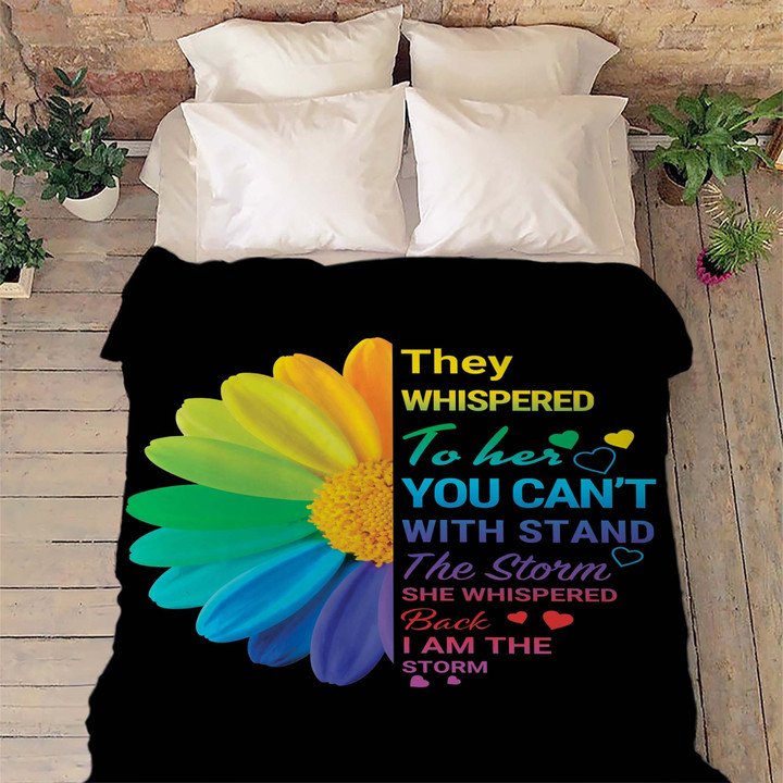 Lgbt Pride Sunflower Blanket/ They Whispered To Her Fleece Blanket For Lesbian/ Couple Lesbian Gift