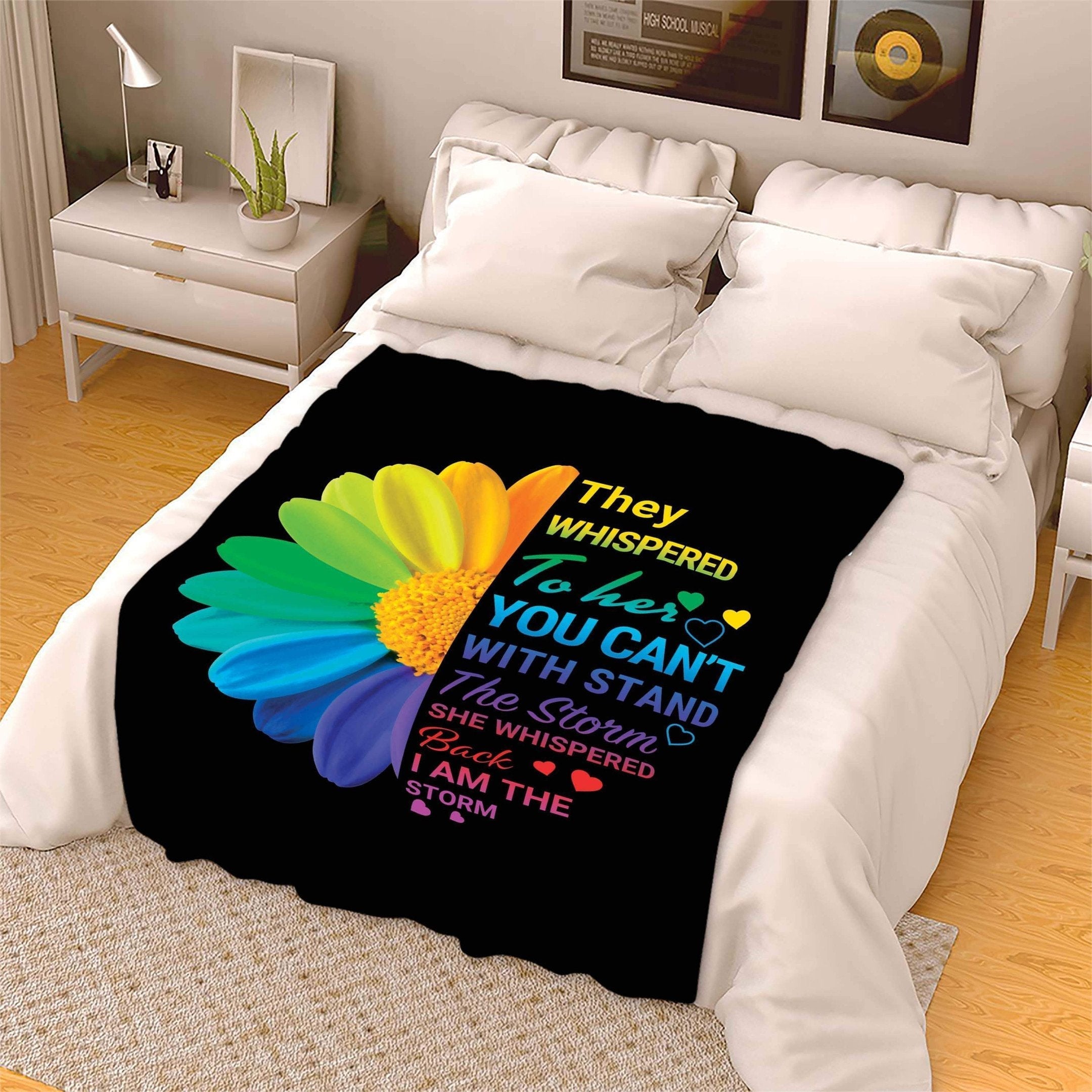 Lgbt Pride Sunflower Blanket/ They Whispered To Her Fleece Blanket For Lesbian/ Couple Lesbian Gift