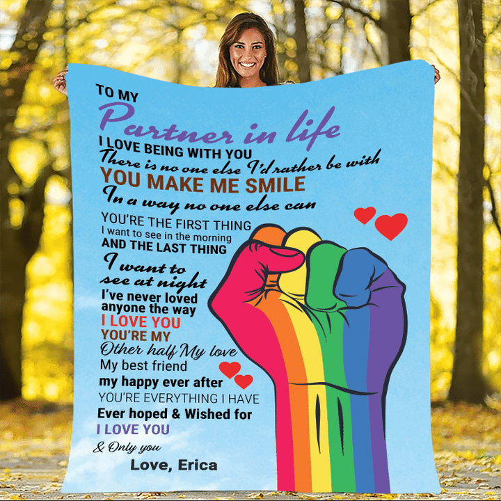 Personalized Pride Blanket To My Partner In Life I Love You And Only You Blanket Gift For Lgbt Couple
