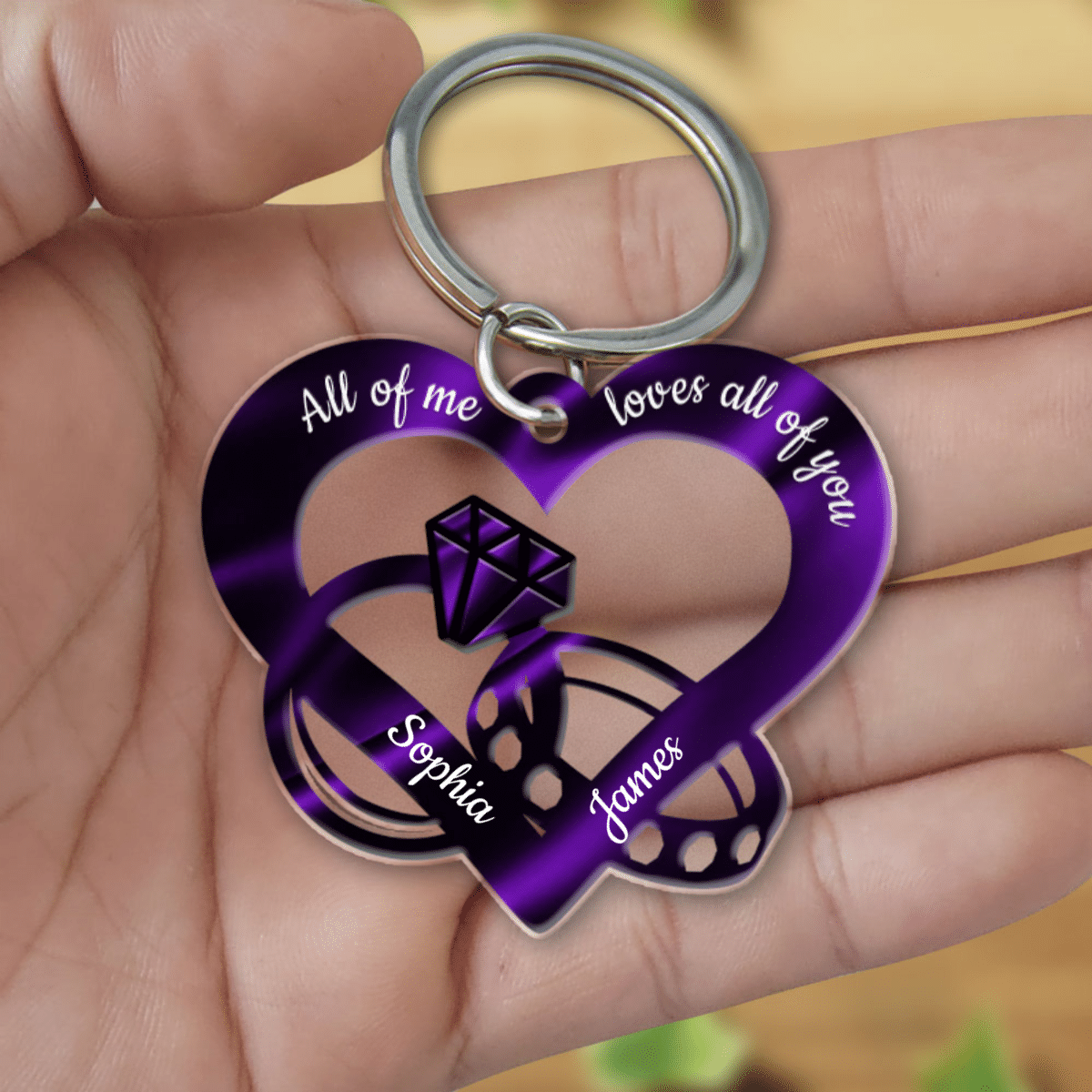 Personalized Couple Rings Acrylic Keychain/ All of me loves all of you Keychain