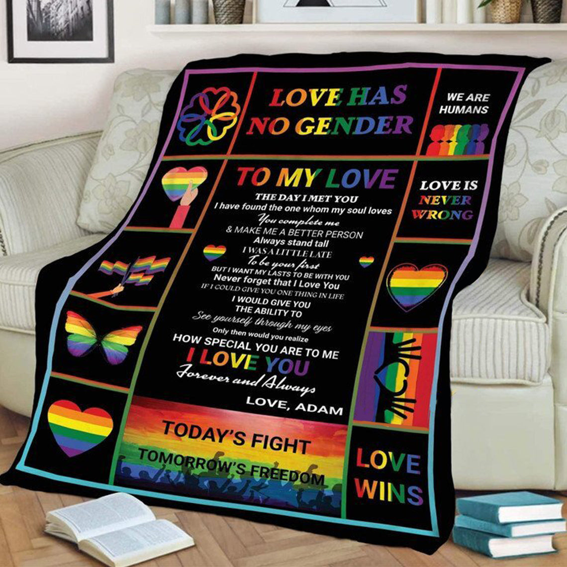 Personalized Love Has No Gender To My Love The Day I Met You Lgbt Blanket Gift For Lgbt Birthday