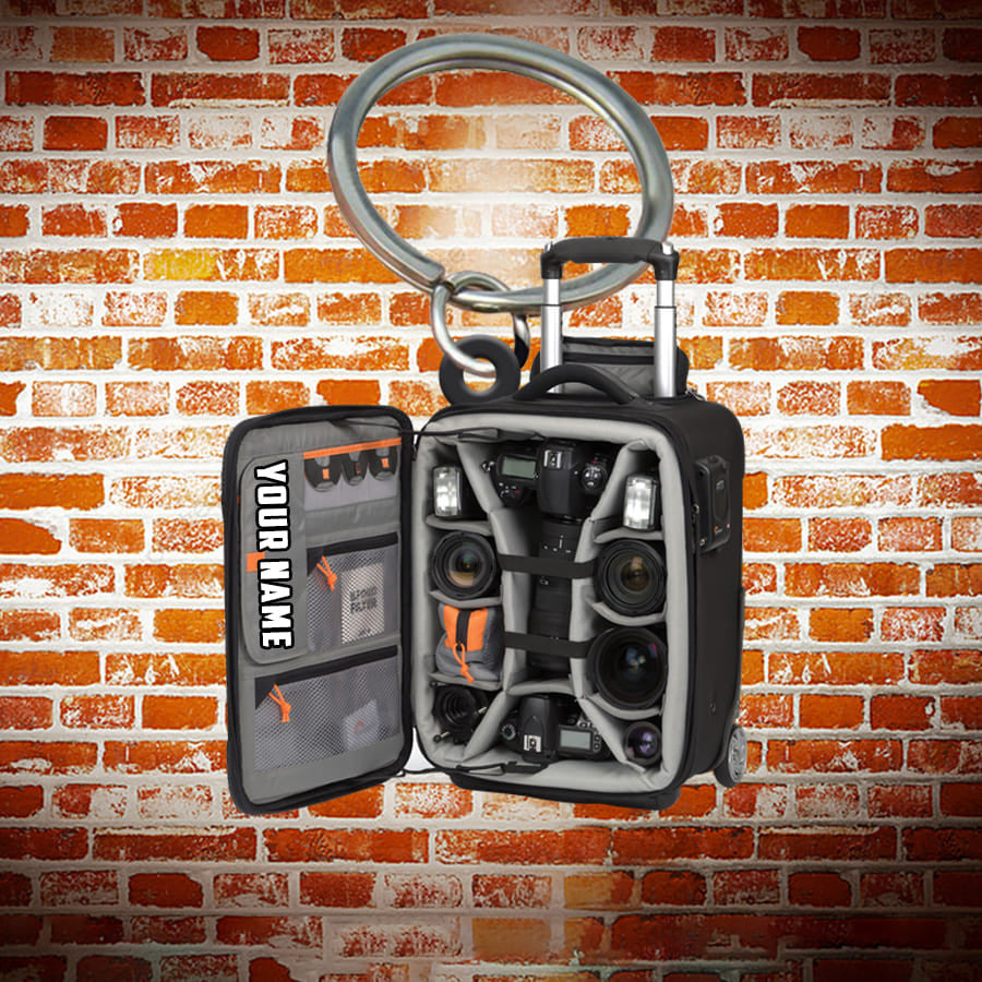 Personalized Camera Bag Keychain/ Custom Name Flat Acrylic Keychain