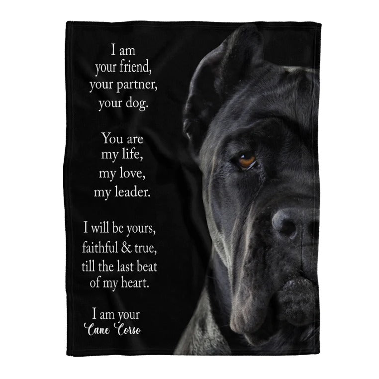 Dog Blanket/ Cane Corso Blanket/ I Am Your Friend Partner I Am Your Cane Corso Throw Soft Warm Blanket/ Gift For Dog Lover