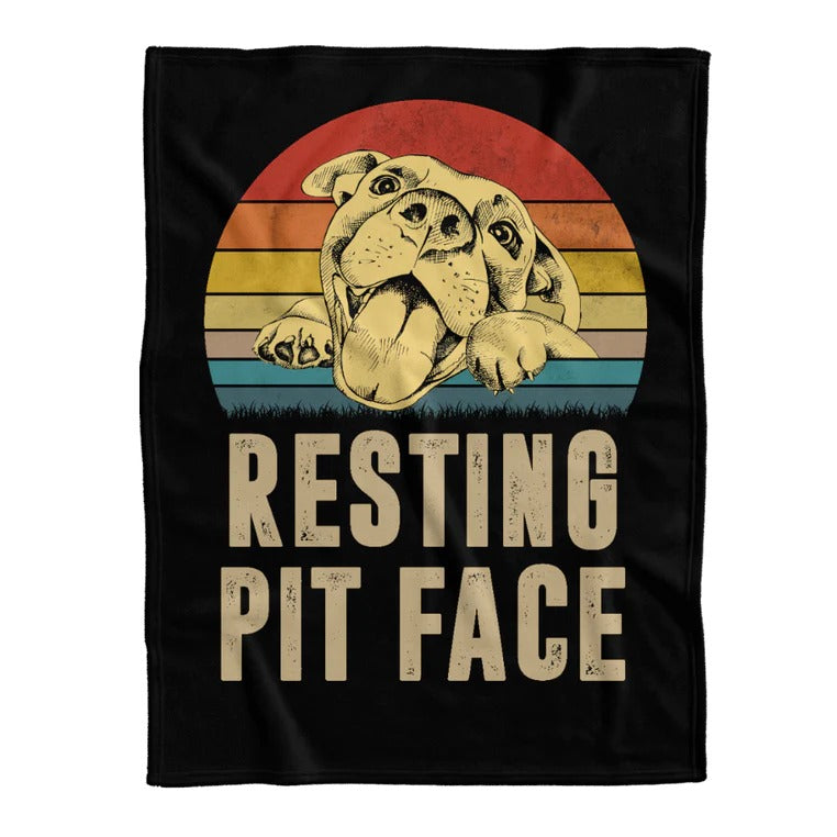 Vintage Pitbull Resting Pit Face Dog Lovers Gift Fleece Blanket