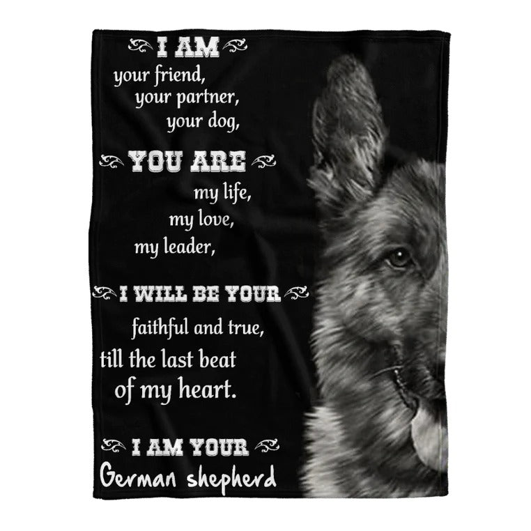German Shepherd I Am Your Friend Your Partner Your Dog Blanket Gift For Dog Lovers Birthday Gift Home Decor Bedding Couch Sofa Soft and Comfy Cozy