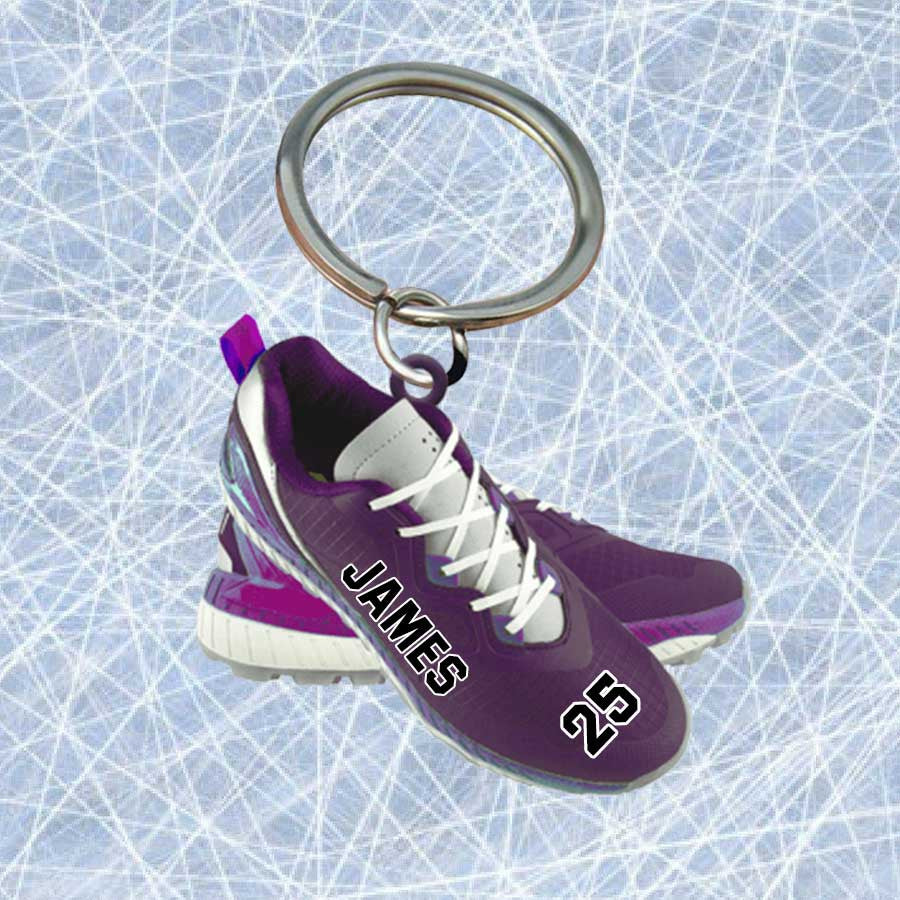 Personalized Hockey Shoes Keychain/ Custom Name Flat Acrylic Keychain for Hockey Lovers