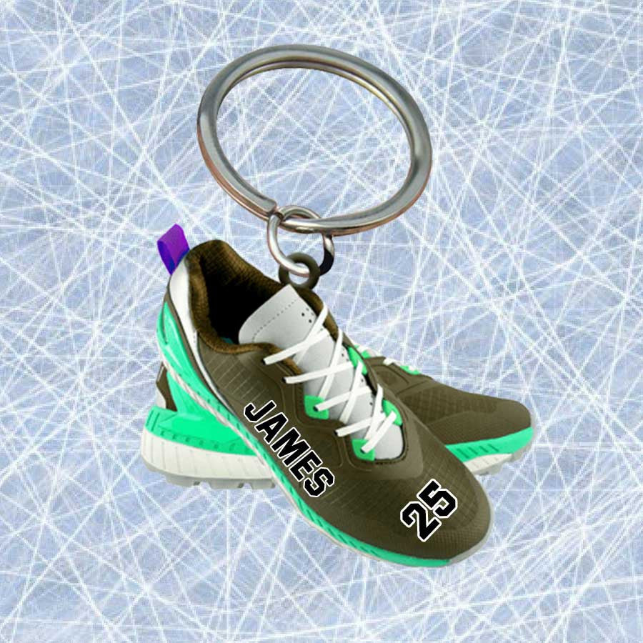 Personalized Hockey Shoes Keychain/ Custom Name Flat Acrylic Keychain for Hockey Lovers