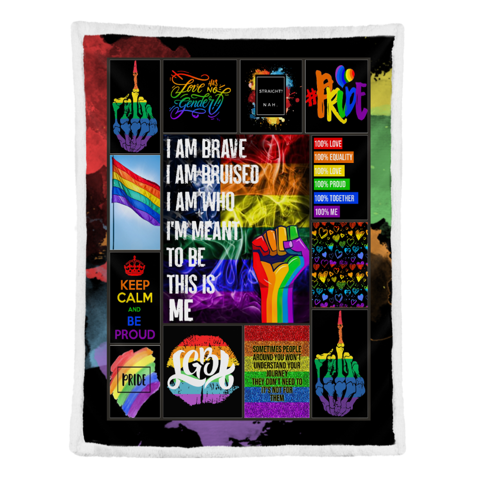 Lgbtqia Rainbow Unicorns Pride Blanket/ Be Proud Quilt/ Lgbt Blanket/ Gift For Gay Friend