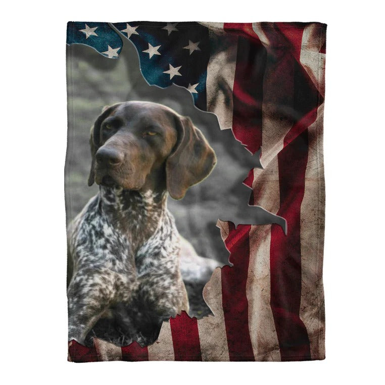 Beautiful German Shorthaired Pointer American Flag Blanket Gift For Dog Lovers Birthday Gift Home Decor Bedding Couch Sofa Soft and Comfy Cozy