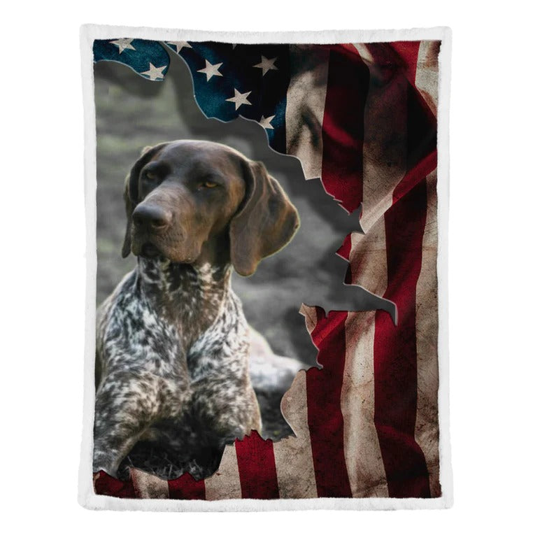 Beautiful German Shorthaired Pointer American Flag Blanket Gift For Dog Lovers Birthday Gift Home Decor Bedding Couch Sofa Soft and Comfy Cozy