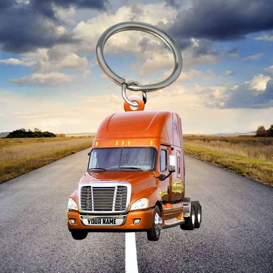 Personalized Truck Keychain/ Custom Name Trucker Flat Acrylic Keychain for Truck Lovers