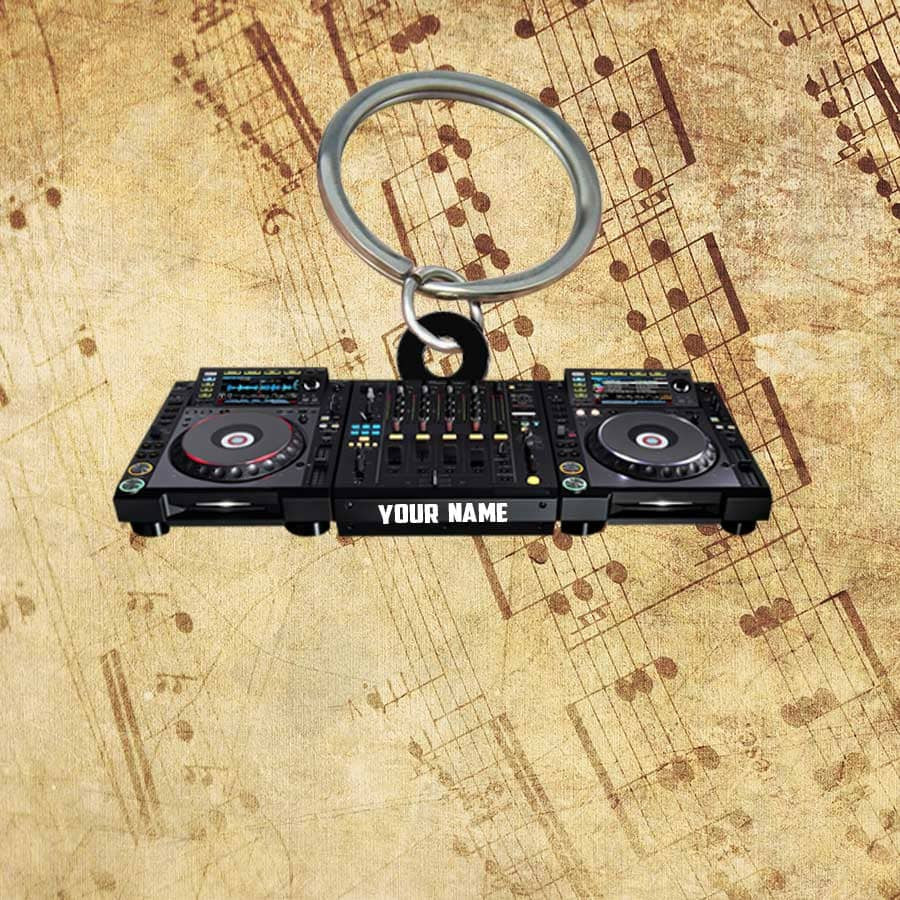 Personalized DJ Deejay Keychain/ Custom Name acrylic Flat Keychain for DJ