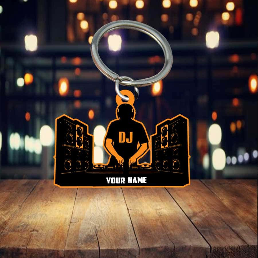 Personalized DJ Deejay Keychain/ Custom Name acrylic Flat Keychain for DJ