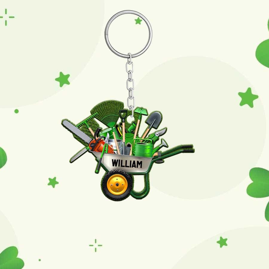 Personalized Garden Tool Keychain/ Custom Name Acrylic Flat Keychain or Gardener