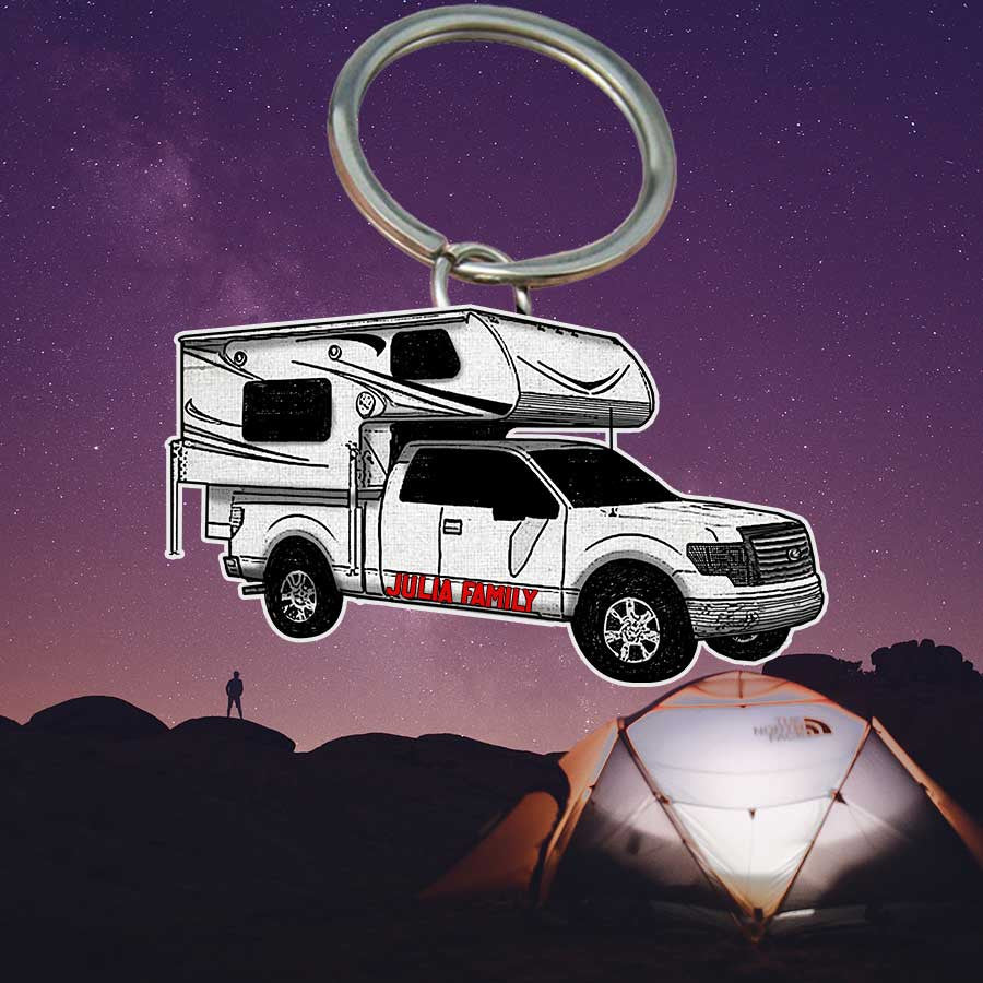 Personalized Camping Keychain/ Glamping Tent Flat Acrylic Keychain for Camper