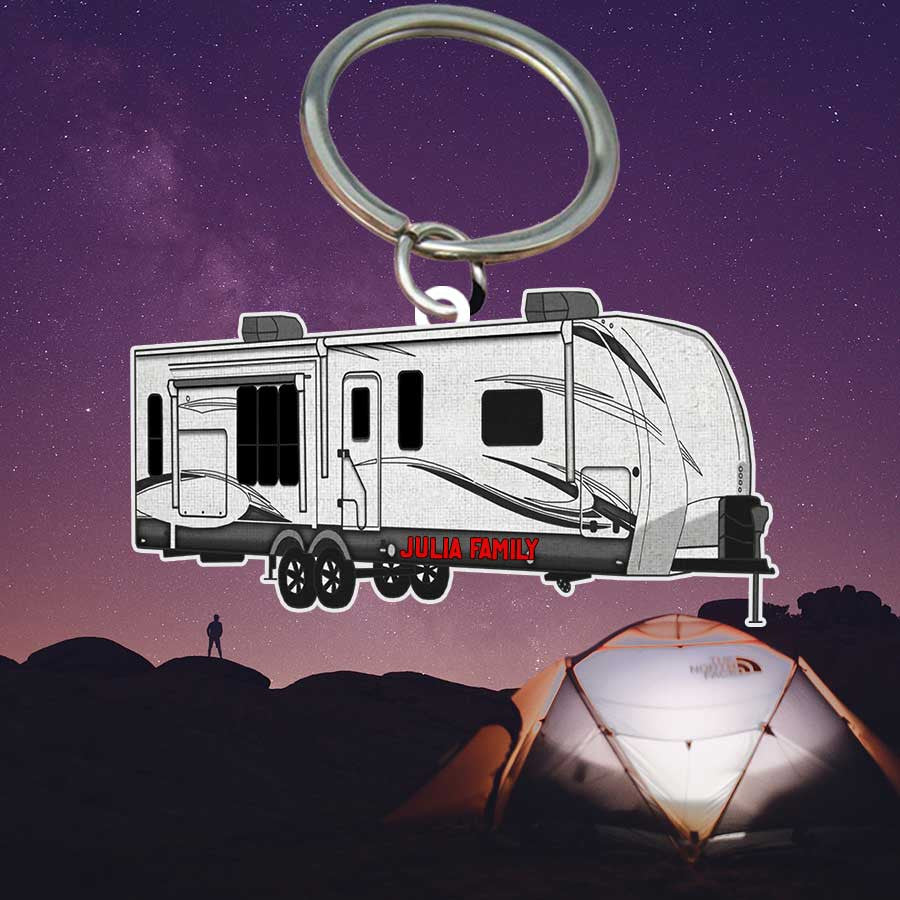 Personalized Camping Keychain/ Glamping Tent Flat Acrylic Keychain for Camper