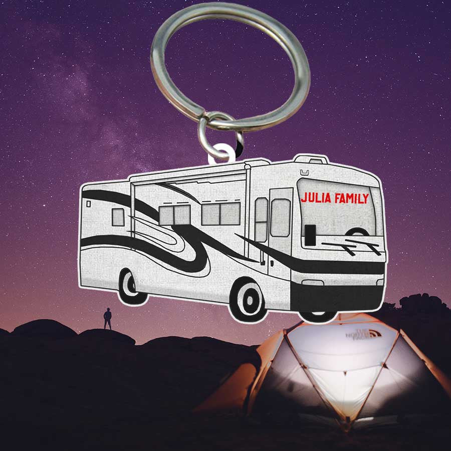 Personalized Camping Keychain/ Popup Flat Acrylic Keychain for Camper