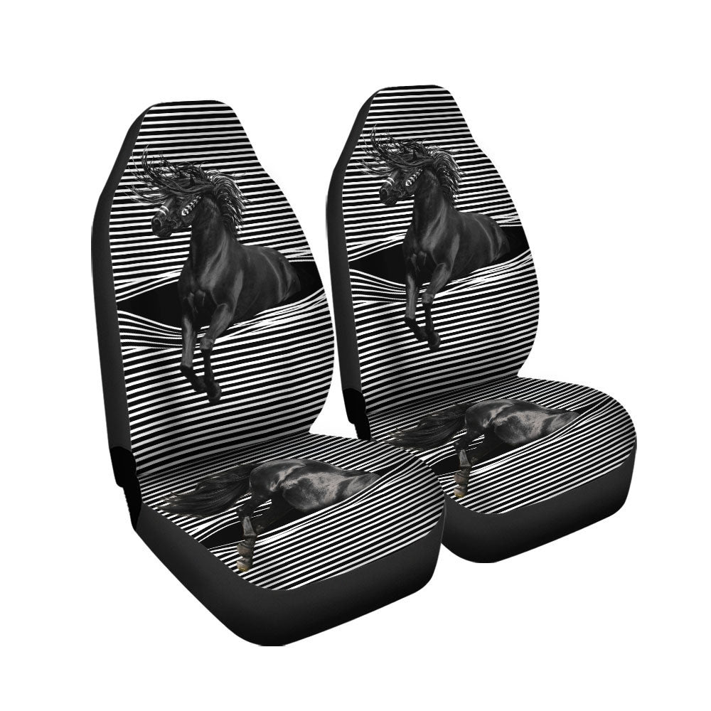 3D All Over Print Horse With Car Seat Cover/ Front Carseat Cover With Black Horse