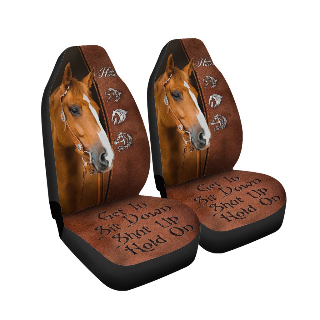 Brown Horse On Car Seat Covers/ Horse Riding Lover Printed On Seat Covers Car