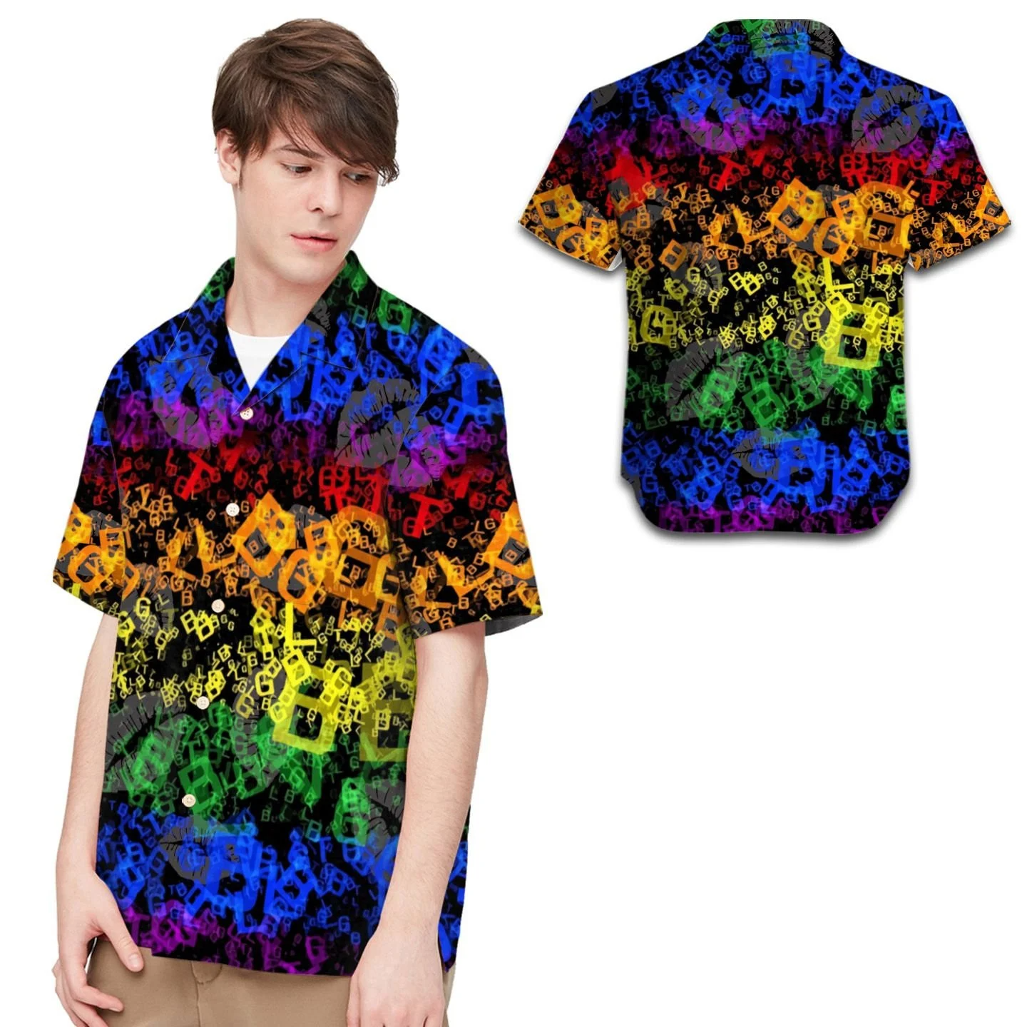 Lgbt Neon Rainbow Color Pride Month Men Hawaiian Shirt