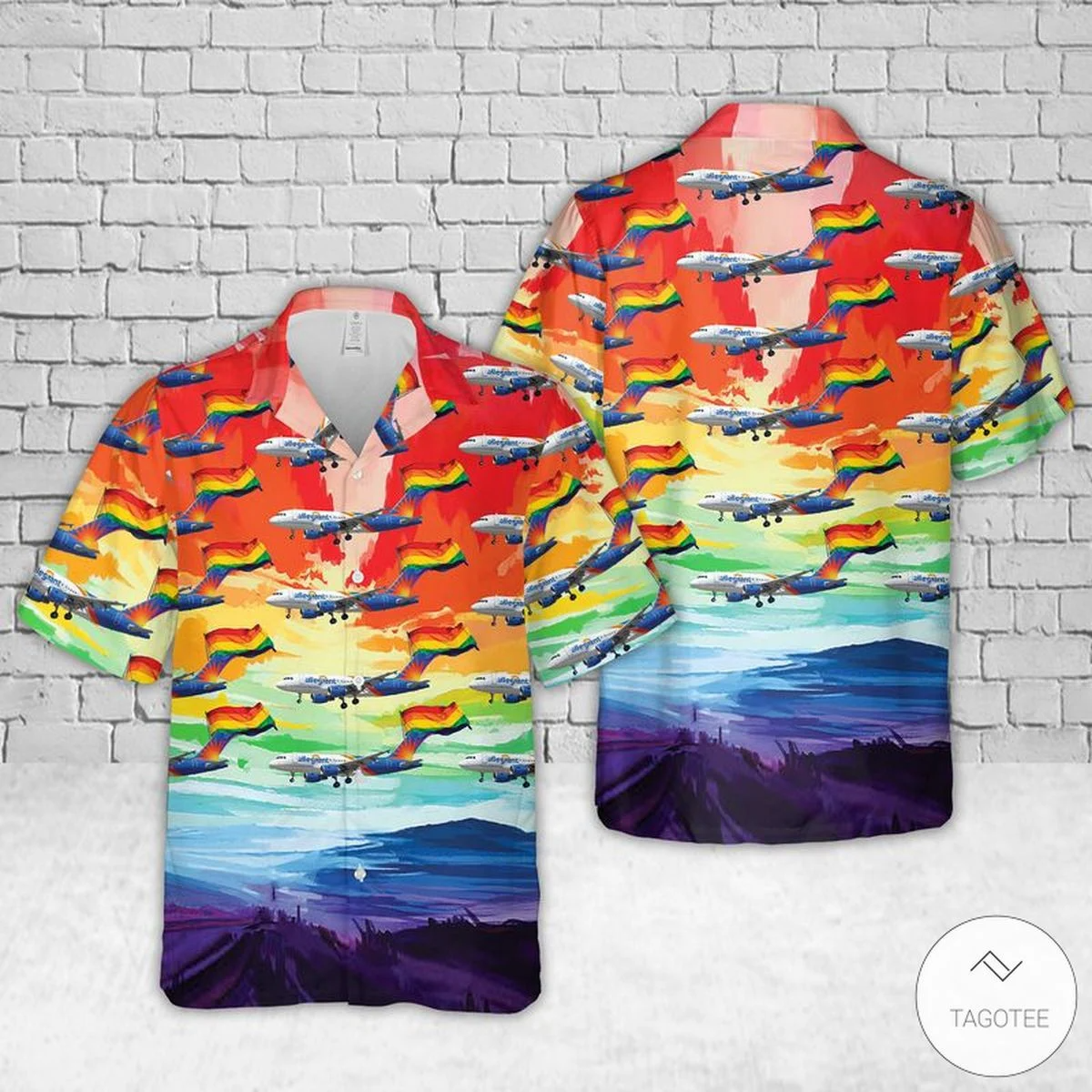 Allegiant Airlines Fly With Lgbt Pride Hawaiian Shirt