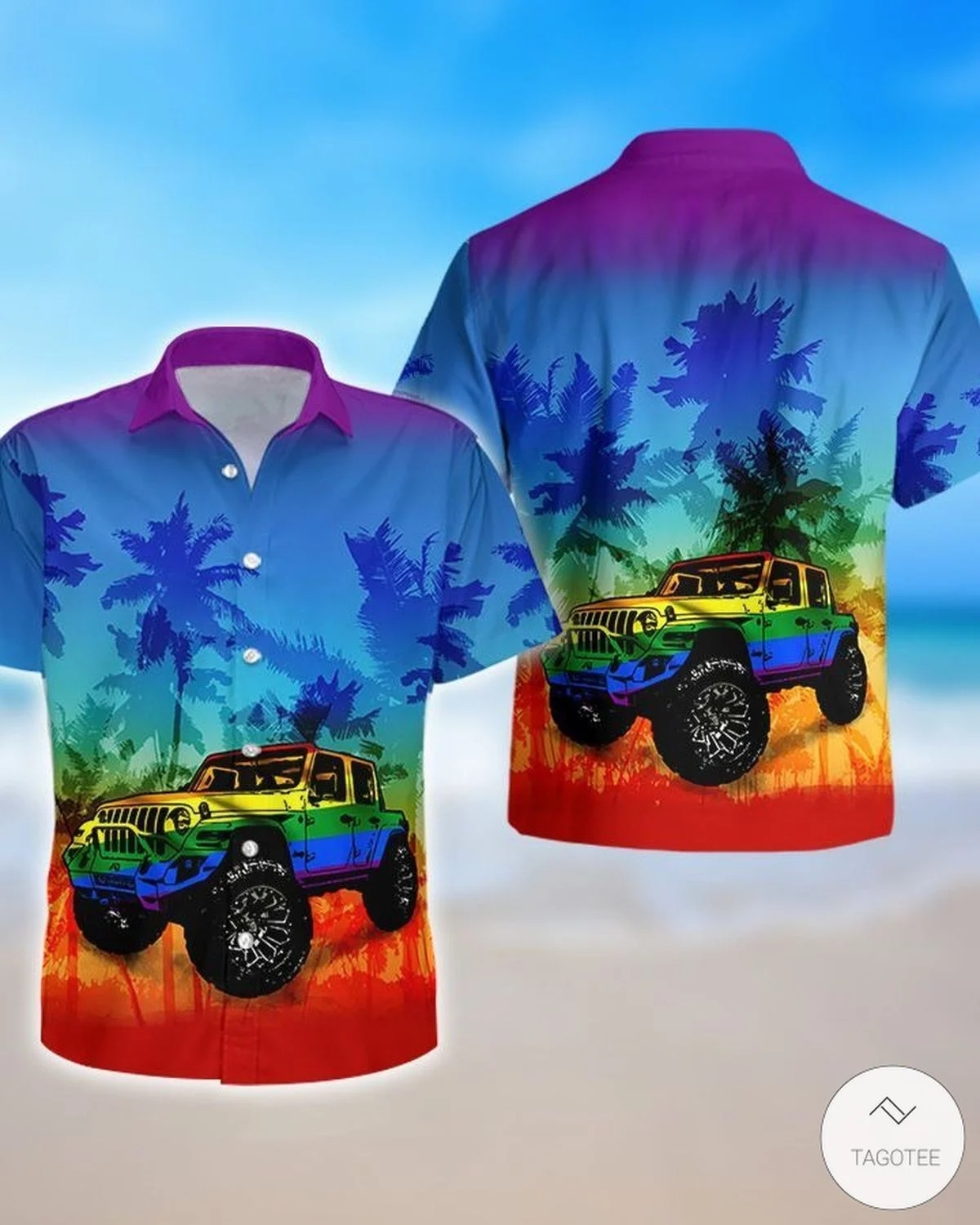 Jee Car Lgbt Flag Hawaiian Shirt/ Gay Pride Hawaiian Shirt