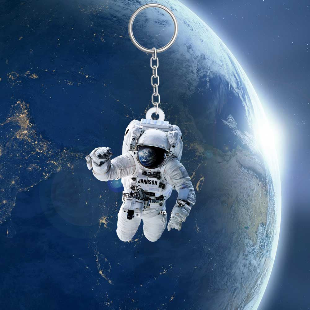 Personalized Astronaut Keychains/ National Astronaut Day Flat Acrylic Keychain for Father Birthday