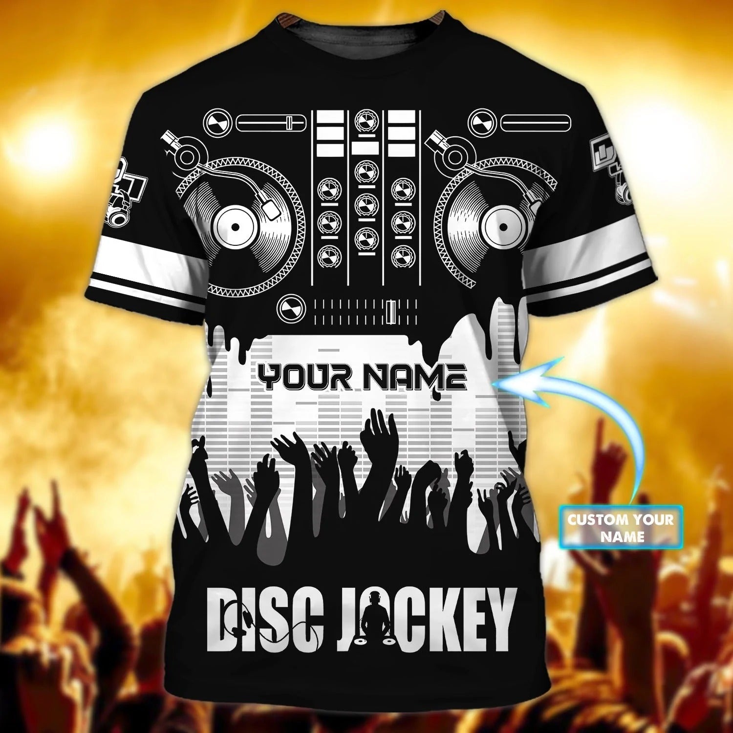 3D Print Disc Jockey T Shirt/ Custom DJ Shirt Men Women Black Pattern