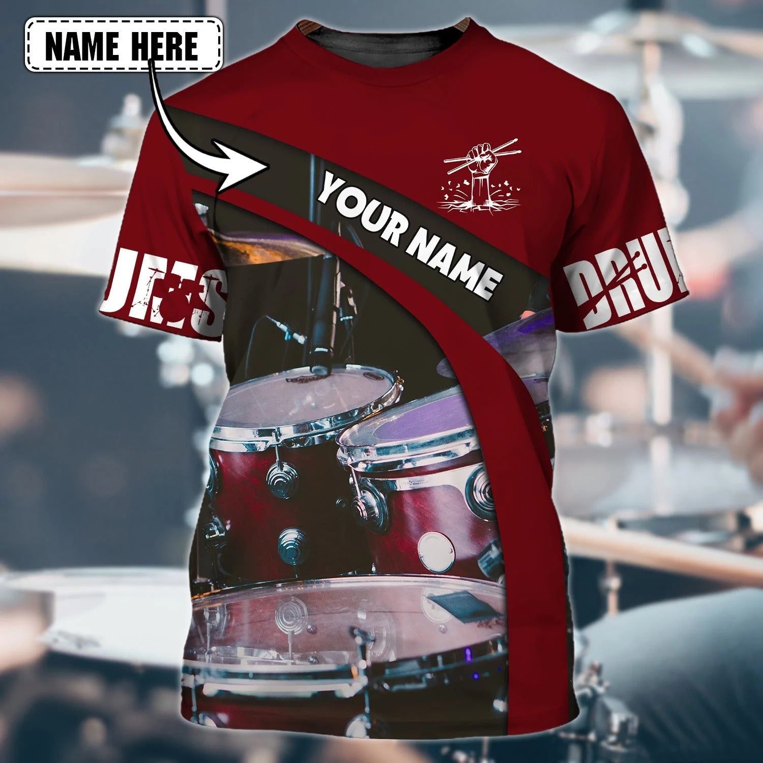 Custom Drummer Shirt/ 3D Print T Shirt For Drum Lover/ Drummer Son Gift For Him
