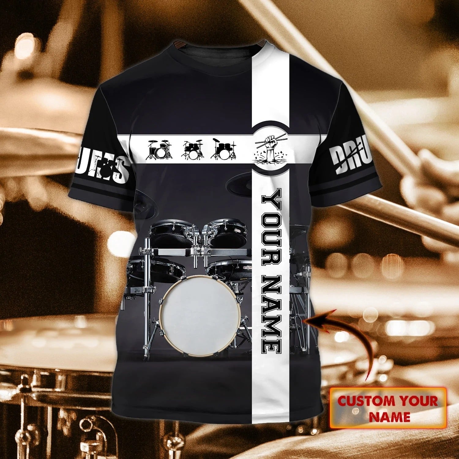 3D All Over Print Drummer Shirt/ Drum Lover Tshirt/ Custom Gift For A Drummer