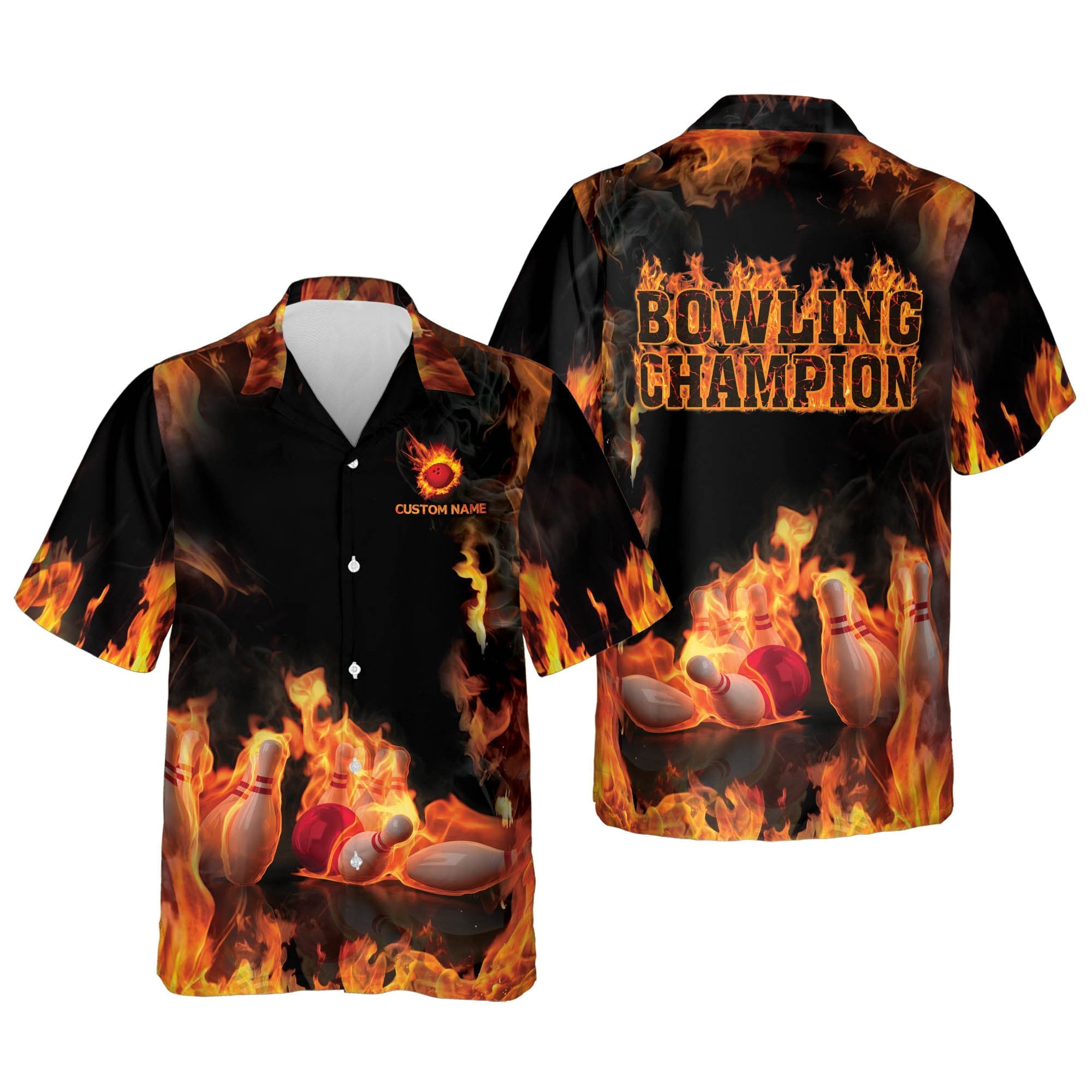 Custom Bowling Champion Hawaiian Bowling Shirts For Men/ Bowling Team Shirt/ Bowling Gift