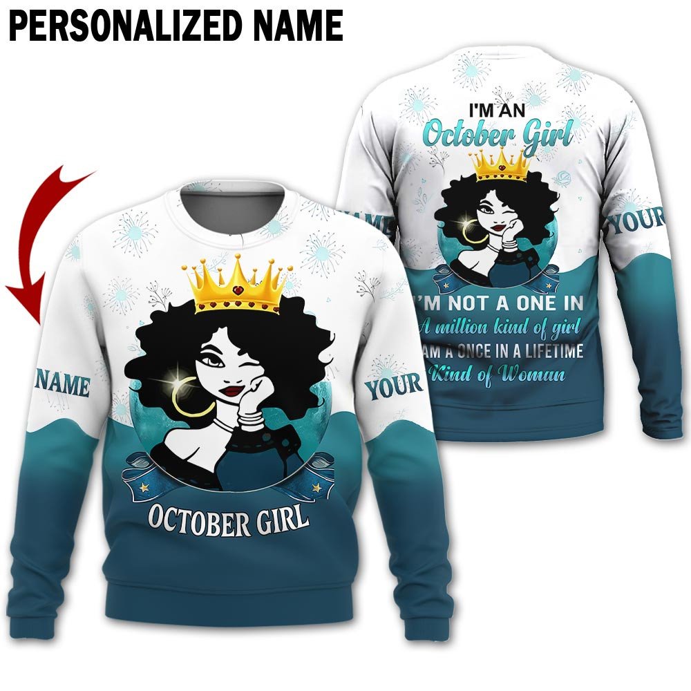 Personalized Name Birthday Outfit October Girl This Queen Kind Of Woman All Over Printed Birthday Shirt