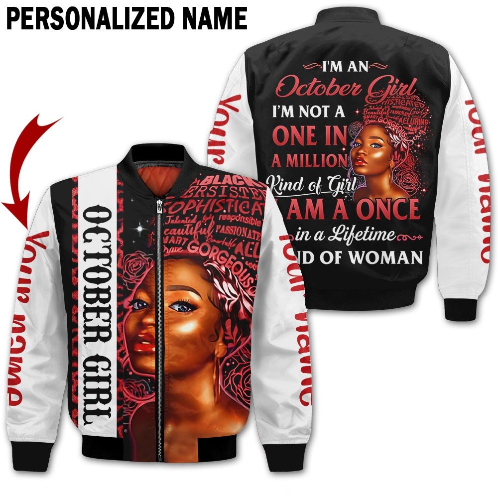 Personalized Name Birthday Outfit October Girl Red Kind Of Woman All Over Printed Birthday Shirt