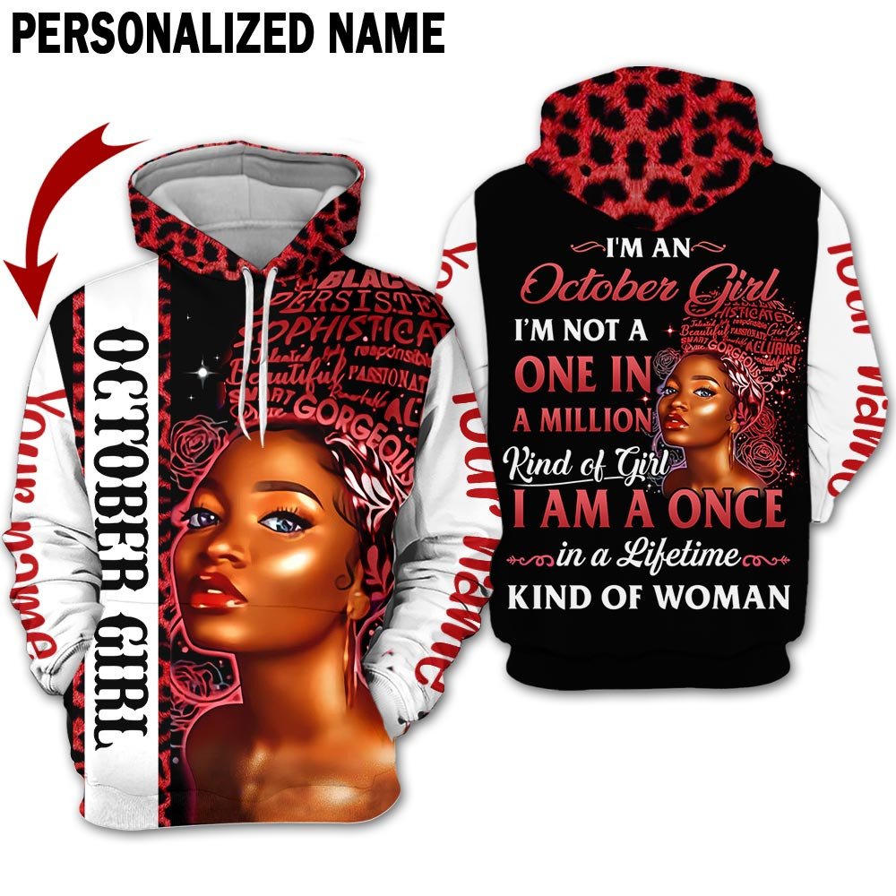 Personalized Name Birthday Outfit October Girl Red Kind Of Woman All Over Printed Birthday Shirt