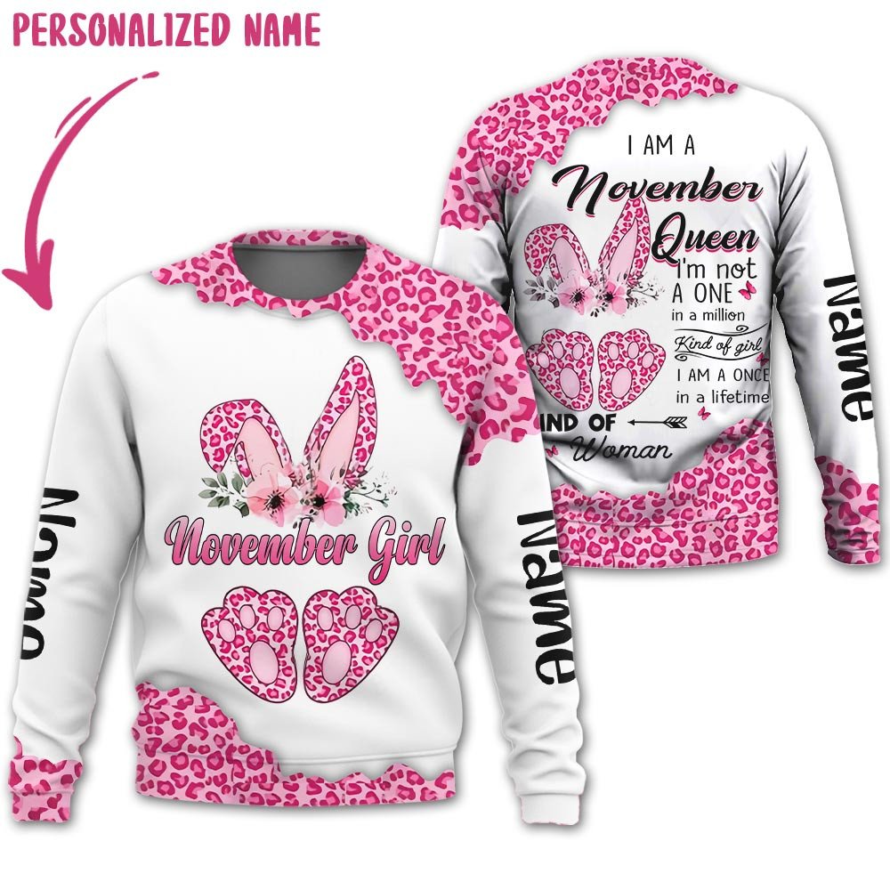 Personalized Name Birthday Outfit October Girl Leopard Skin Pink All Over Printed Birthday Shirt