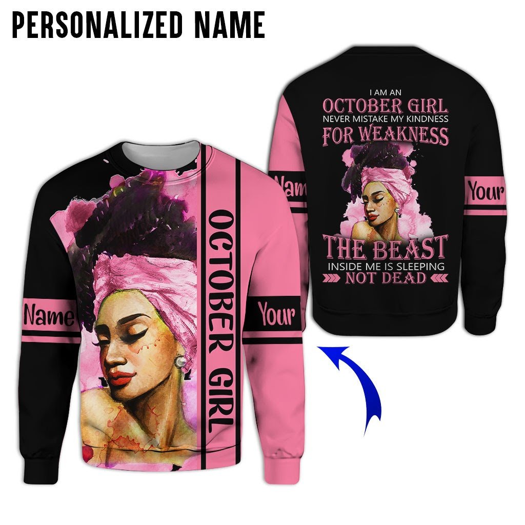 Personalized Name Birthday Outfit October Girl The Best Pink All Over Printed Birthday Shirt