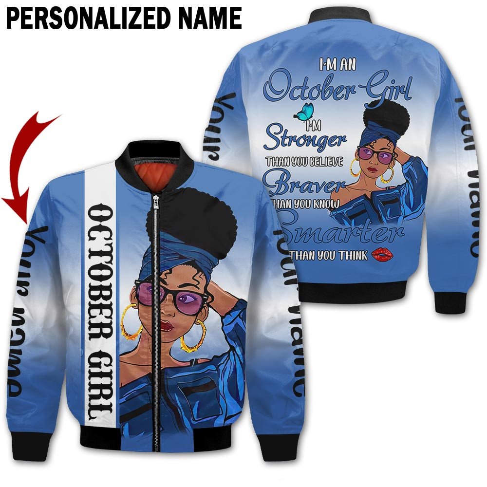 Personalized Name Birthday Outfit October Girl Thank You Think Blue All Over Printed Birthday Shirt