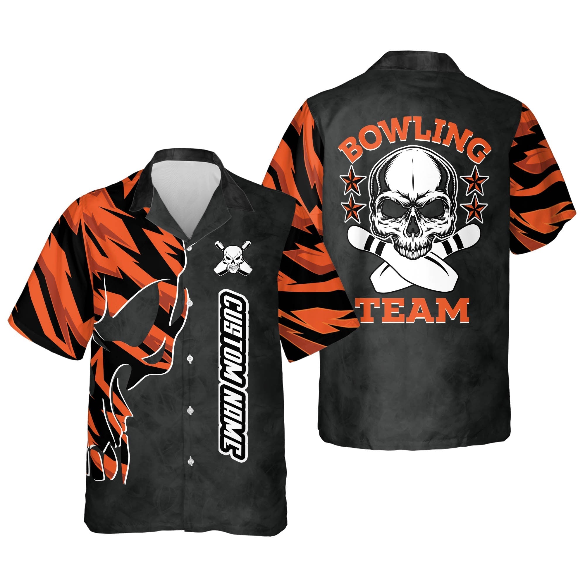 Custom Skull Hawaiian Bowling Team Shirts For Men/ bowling Hawaiian shirt for men and women/ Summer gift for Bowling team shirt