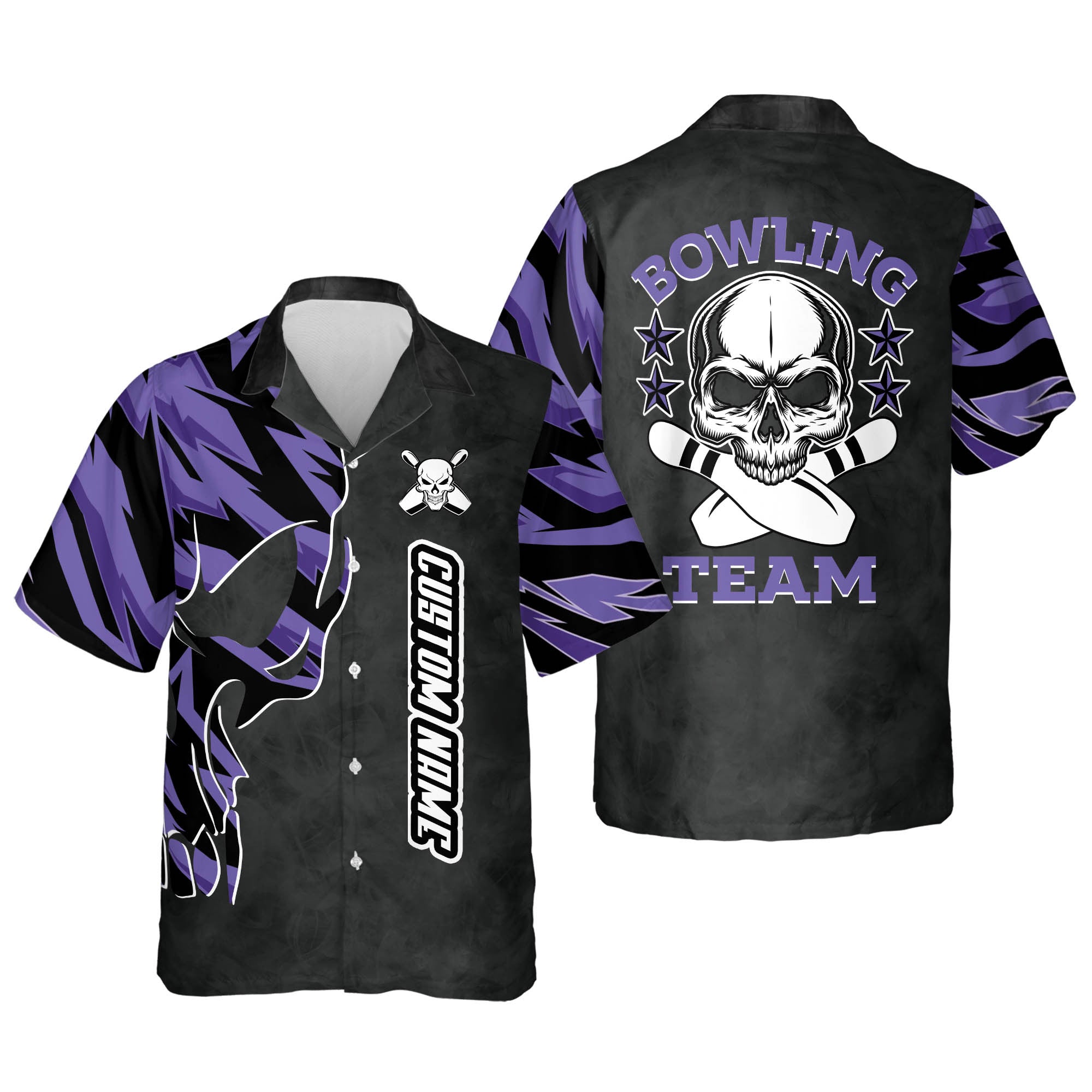 Custom Skull Hawaiian Bowling Team Shirts For Men/ bowling Hawaiian shirt for men and women/ Summer gift for Bowling team shirt