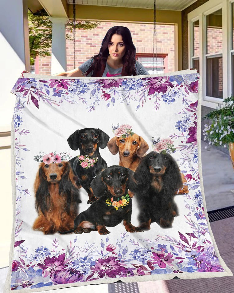 Dachshund Family Flower Blanket Gift For Dachshund Dog Lovers Birthday Gift Home Decor Bedding Couch Sofa Soft And Comfy Cozy