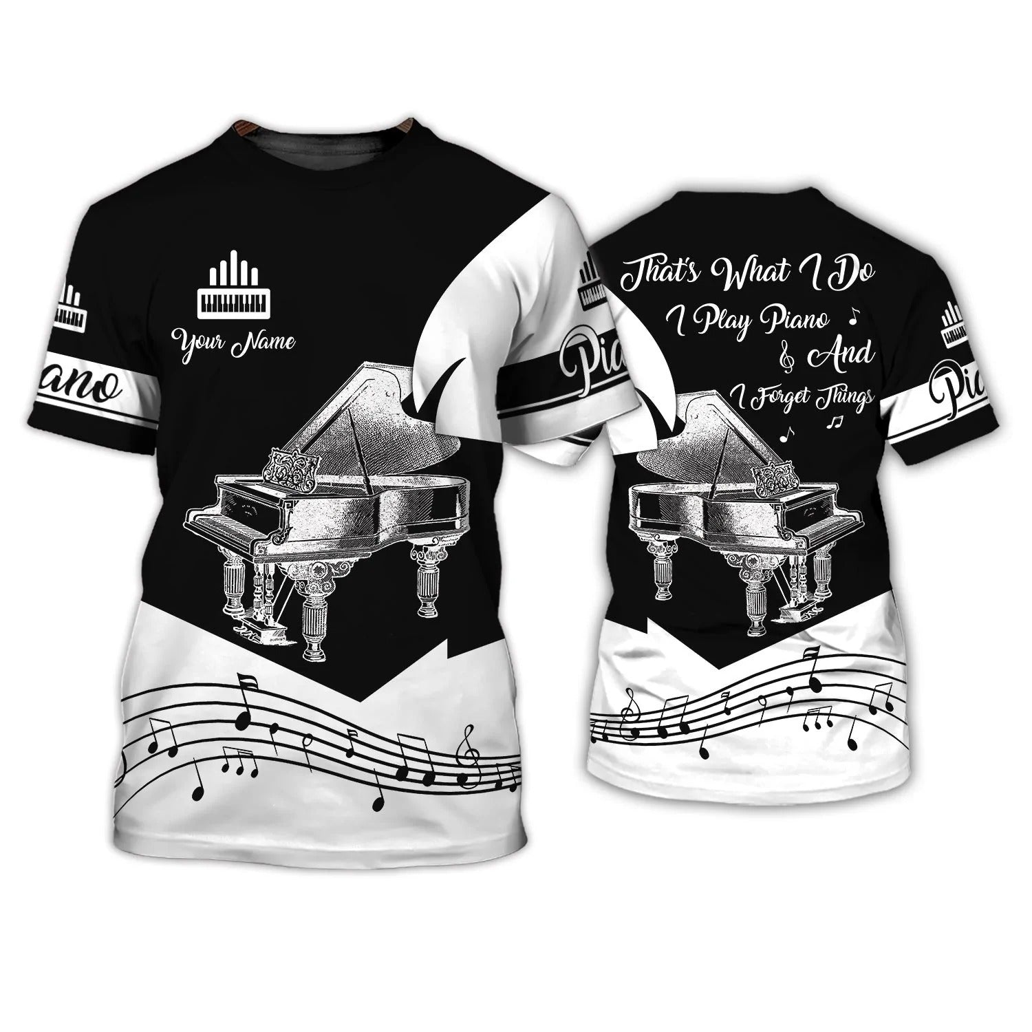 Custom Piano Shirt For Him Her/ 3D Printed Pianist Shirts/ Piano Lover Club Uniform/ Piano Class Uniform