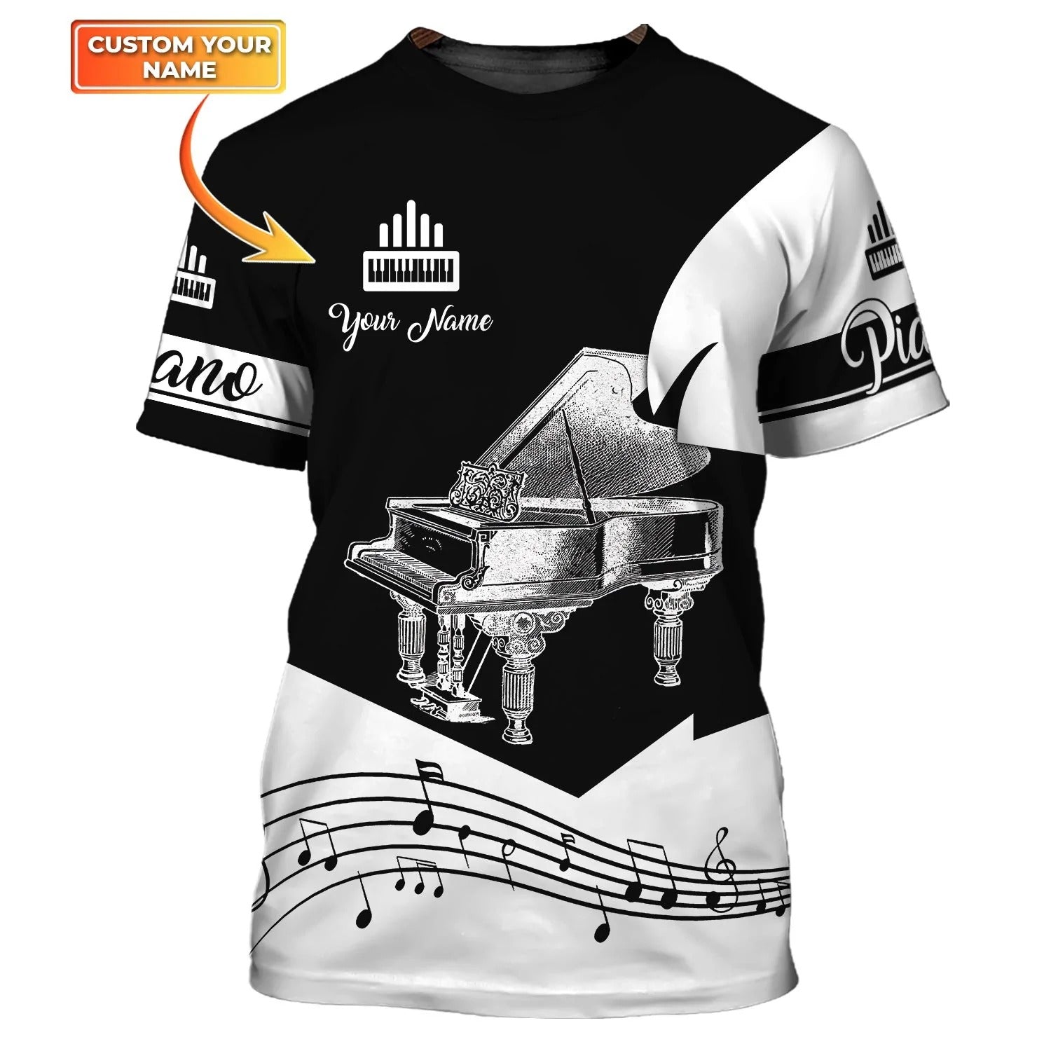 Custom Piano Shirt For Him Her/ 3D Printed Pianist Shirts/ Piano Lover Club Uniform/ Piano Class Uniform
