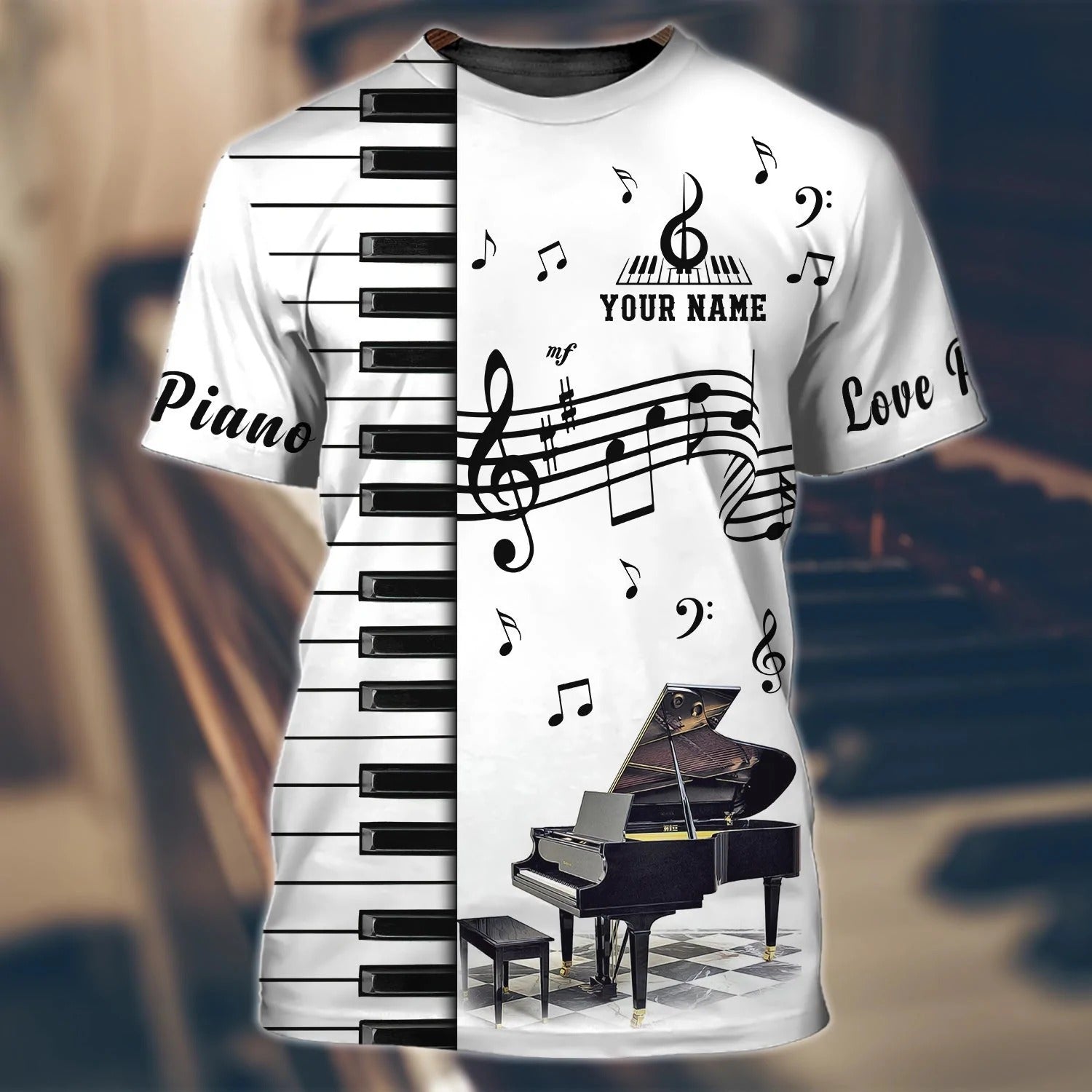 Custom 3D Piano Shirt/ Unisex Pianist T Shirt/ Piano Teacher Gift/ Piano Class Uniform