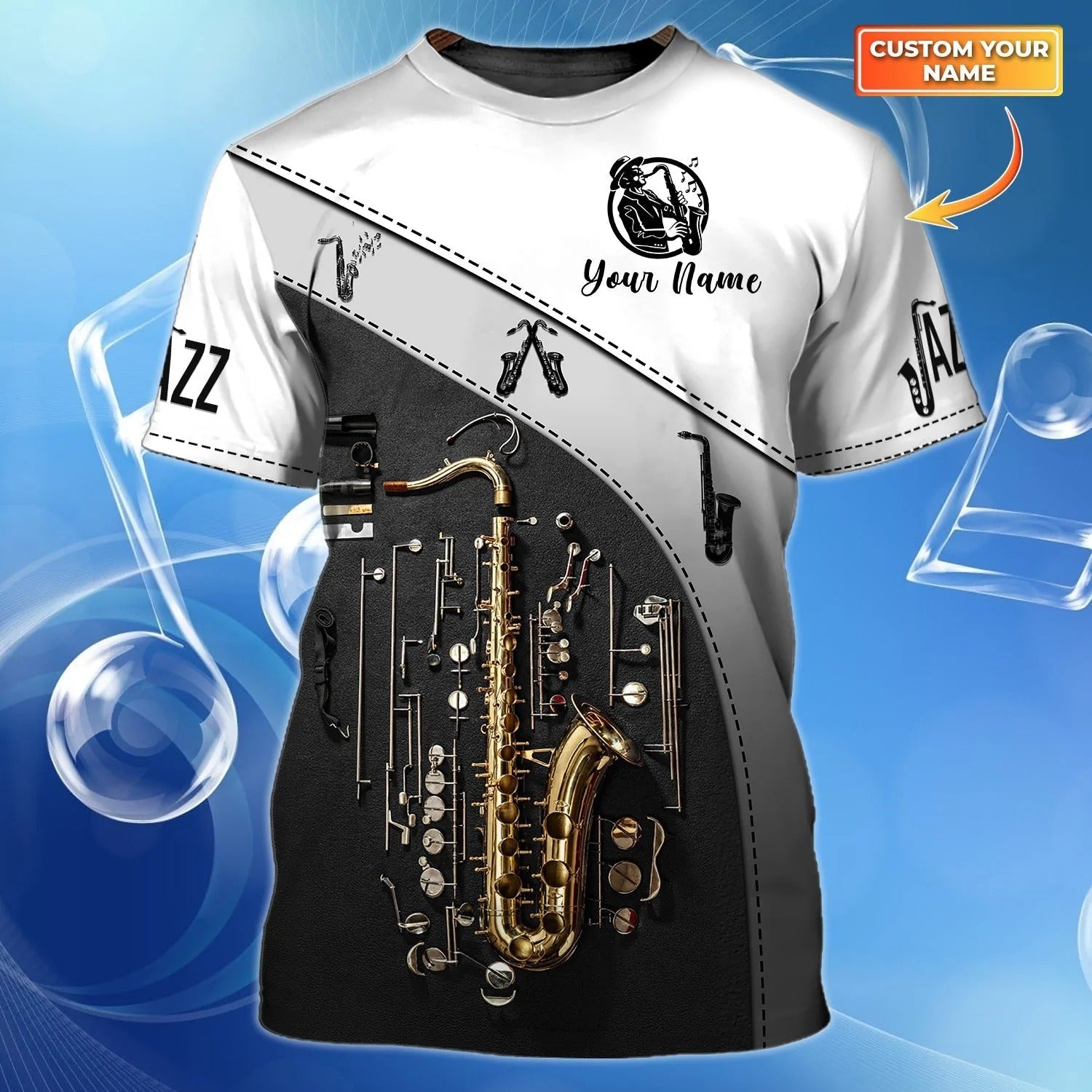 Personalized T Shirt For Saxophone Player/ Unisex Jazz Shirt/ Music Shirts