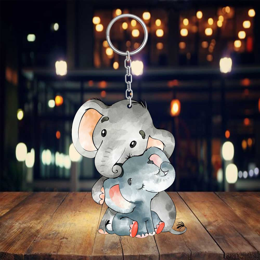 Personalized Elephant Keychain/ Mom Elephant Keychain Acrylic for Mom and Grandma