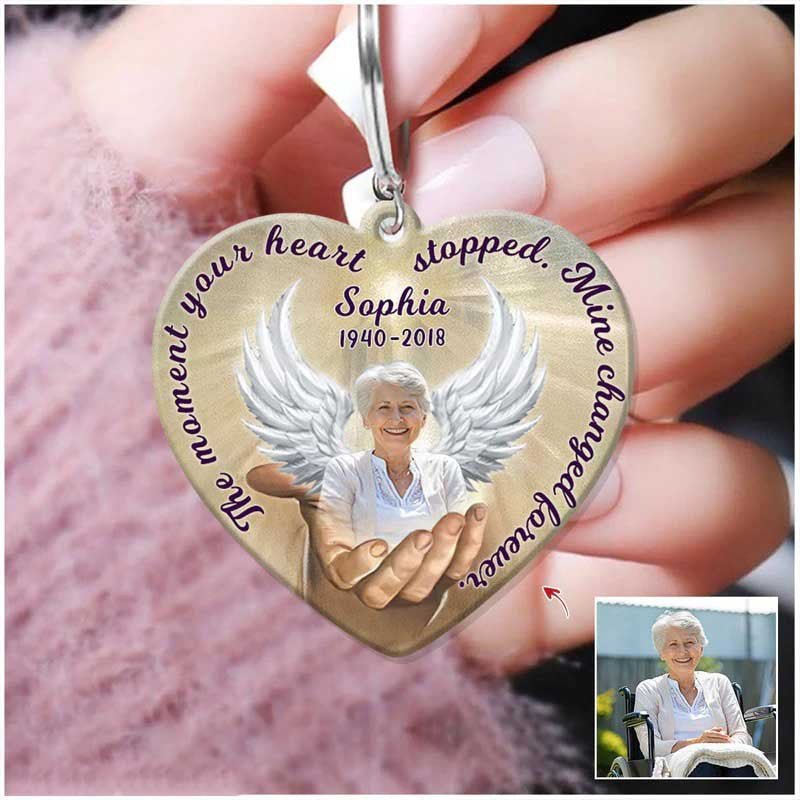 Personalized Memorial Keychain for Grandma Keychain/ Mom Keychain/ Upload Photo Moment Your Heart Stopped Keychain