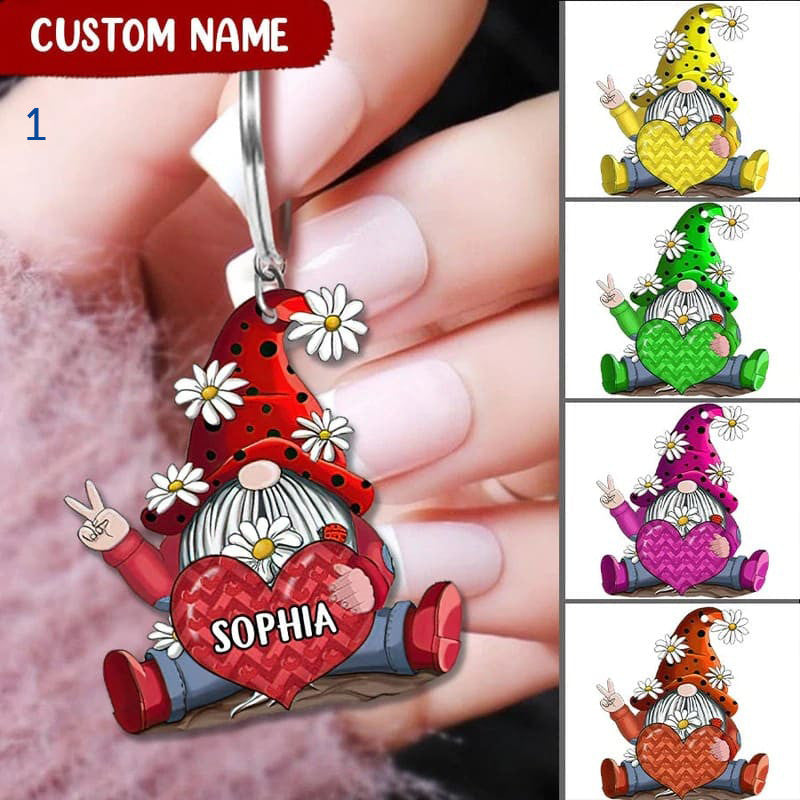Customized Gnome Keychain / Flat Acrylic Keychain for Mom/ Grandma/ Mother''s Day Keychain