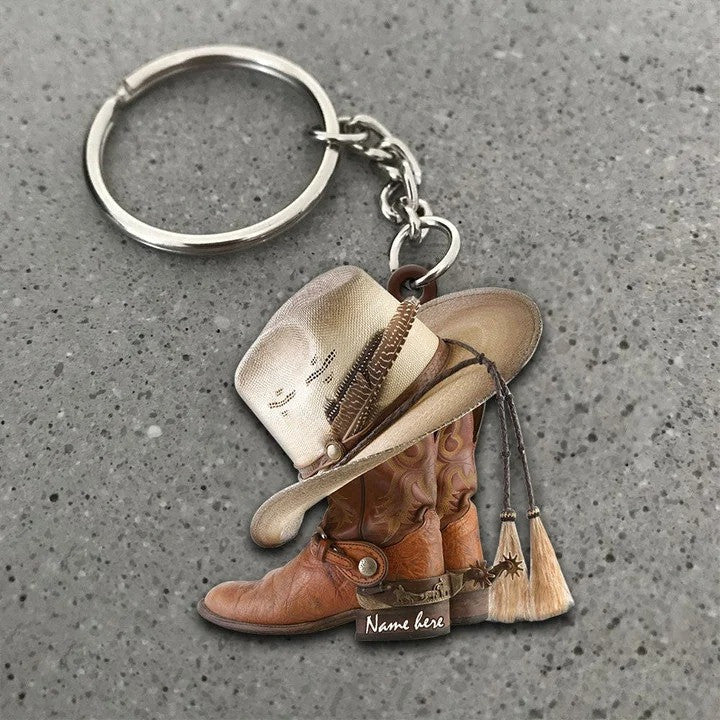 Personalized Cow Mom Keychain/ Cowgirl Flat Acrylic Keychain for Mother